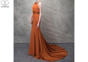 Wholesale Orange Mermaid Ladies Party Wear Gown Long Tail Blue Beads Hanging Neck from china suppliers