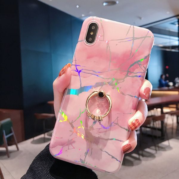 Iphone, Samsung & Huawei laser marble case with iRing, Iphone Xs Max TPU marble case with iRing, Samsung Note 8 case