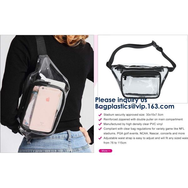Clear PVC Bag With Zipper Interior Pouch And Detachable Shoulder Strap,Cosmetic Tote Bags With Zipper Closure, bagease