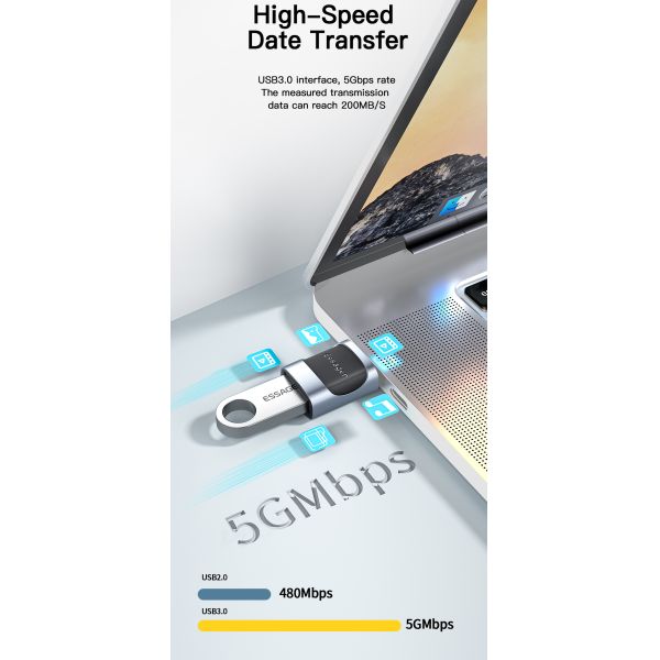 USB3.0 Micro Type C Fast Charging OTG Adapter 5Gbps Transmission 3A