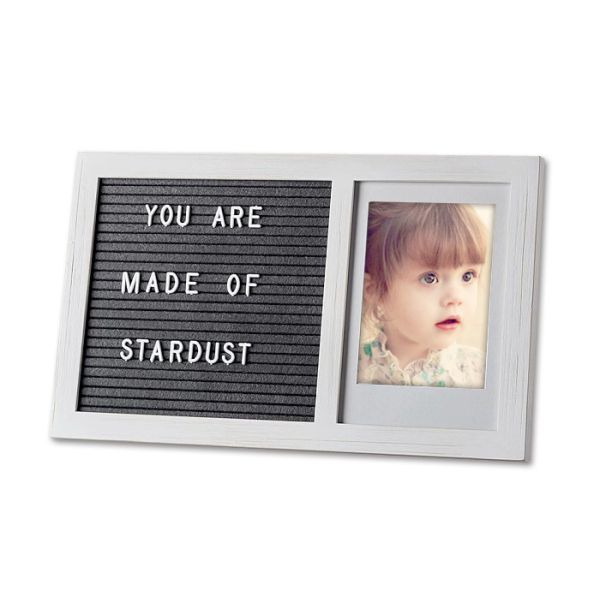 Changeable Felt Letter Board Wooden Photo Frame With White Letters