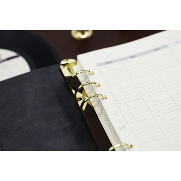 A5 Pu leather cover gold ring binder snap fastener organizer