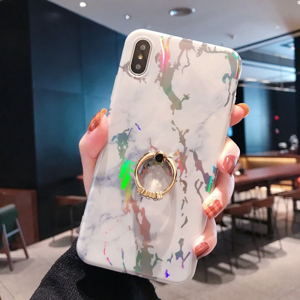 Iphone, Samsung & Huawei laser marble case with iRing, Iphone Xs Max TPU marble case with iRing, Samsung Note 8 case