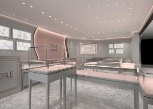 China Matte Gray Pink Coating Glass Wooden Jewelry Display Cases / Store Display Cases on sale