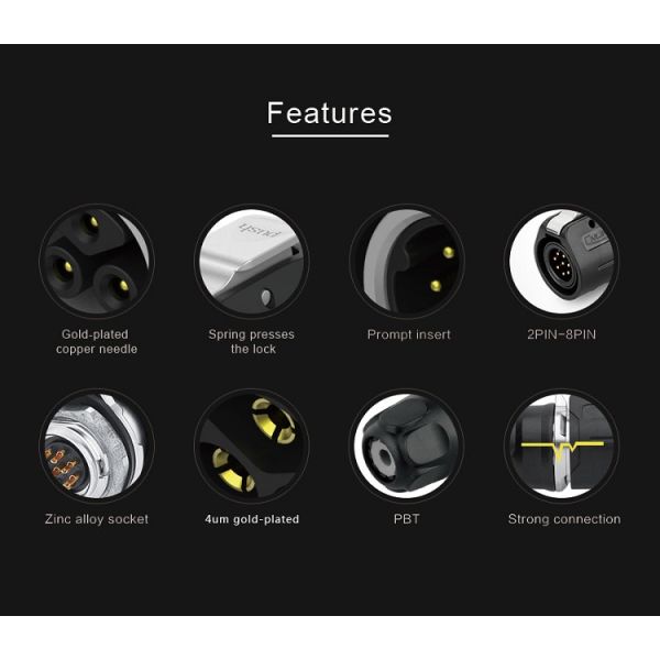 CNLINKO M12 Professional Electrical 2 Pin Extension Wire Connector Cable Waterproof IP68 for Led Lighting