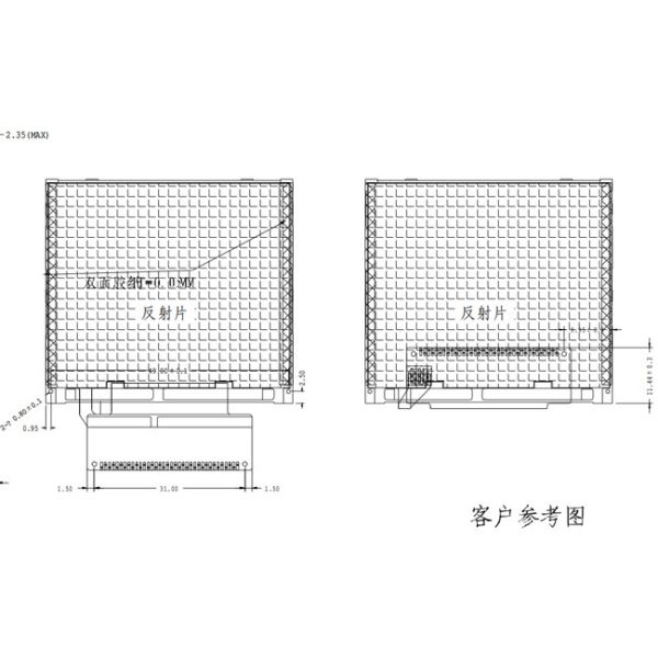 2.3" ILI9342C Industrial TFT Display 320x240 MCU Interface 36 Pins 3.2V 12 o'clock