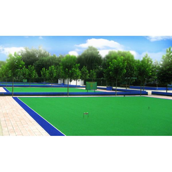 Curled Plastic Blue Artificial Turf For Cricket Pitch Field Easy Keeping