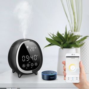 Wholesale Smart Home Ultrasonic Cool Mist Aromatherapy Essential Oil Diffuser with Touch Control Clock Weather Display from china suppliers
