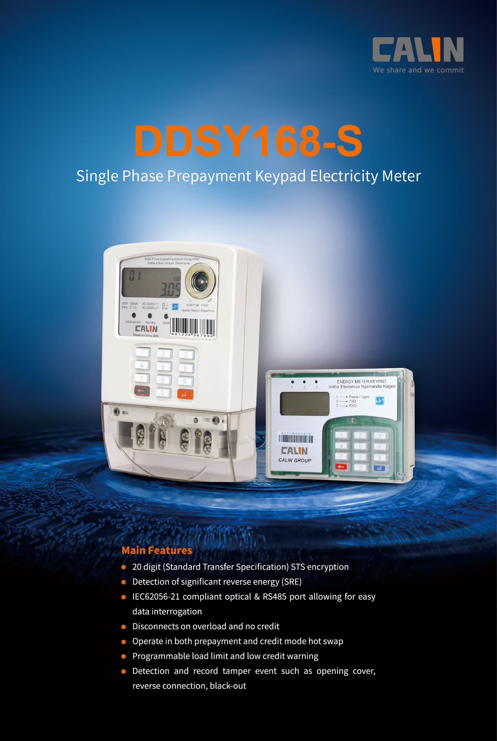 PLC / RF Communication Smart Micro Grid System Multi Tariff Kwh Meter Single Phase