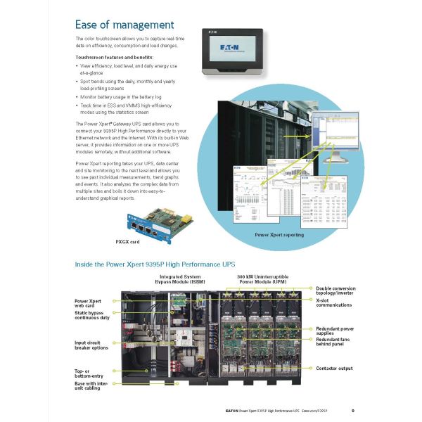 Eaton Power Xpert 9395 200KVA 250KVA 300KVA 400KVA 500KVA 550KVA 600KVA 3 Phase Online UPS System