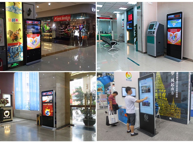 Free standing 55 inch interactive information multi touch screen advertising kiosk touchscreen monitor (Win10 or Android OS)