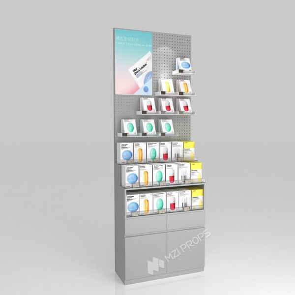 GDR01-BZ-03 Retail Display Column with Grey Melamine and Iron Structure for Modern Retail Stores