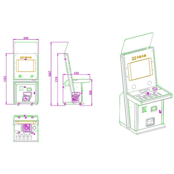 32 Inch Screen Fish Arcade Machine 2 Players Stand Up Fish Gambling Table