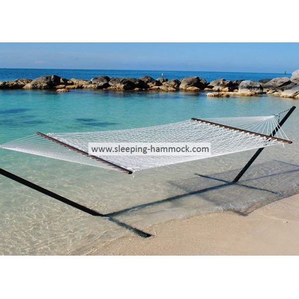 65 " Wide Kingsize Outdoor Indoor Sleeping Hammock With Stand , 13 Ft Blue Rope Hammock
