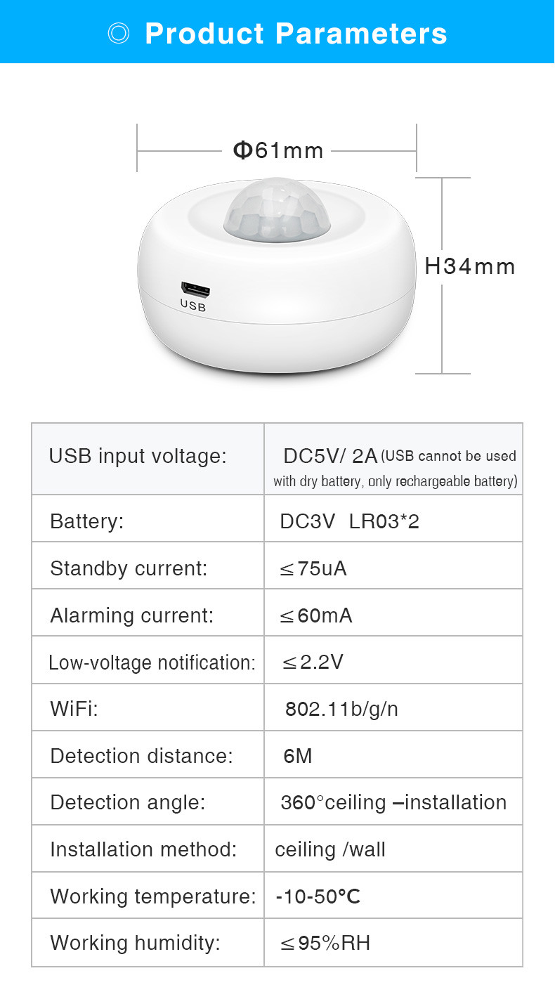 Tuya Motion Detection Pir Sensor Detector Wifi Movement Sensor Smart Life App Wireless Home Security System