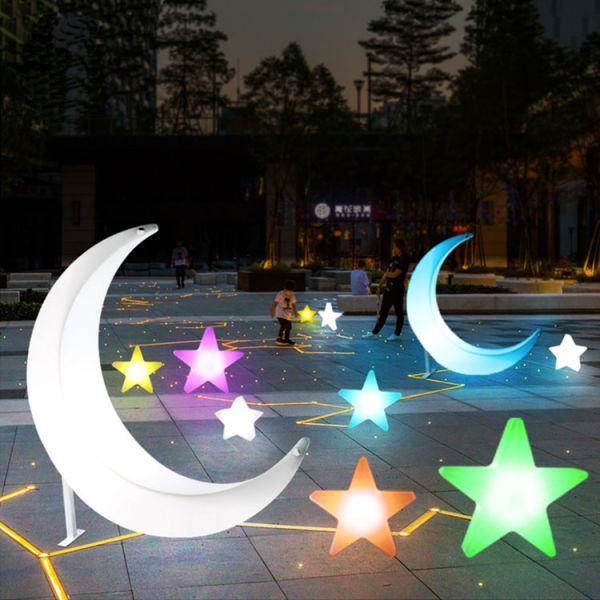 Crescent Moon Star Landscape Lamp Lawn Grass Courtyard Beautiful Decoration