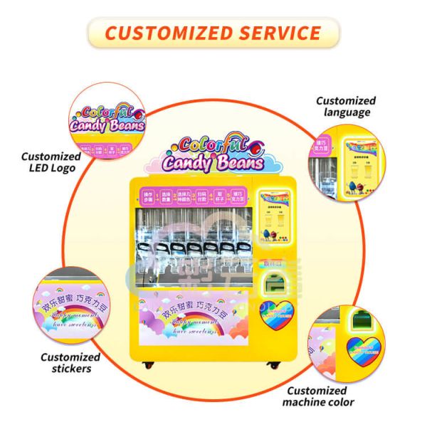 Coin Mechanism Automated Candy Dispensing Vending Machine 200KG