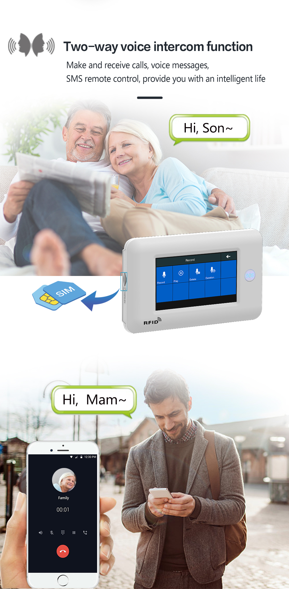 433Mhz WIFI GSM Alarm System 1900mHA Smart Alarm Sensor Touch Screen