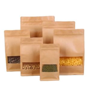 Buy cheap kraft food packaging bags resealable with transparent window from wholesalers