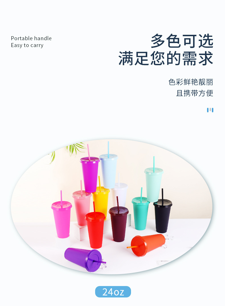 New Export Straw Cups Large-capacity Frosted Texture Drinking Cups Tea Bar And Catering Supply Portable Cups Factory Wholesale