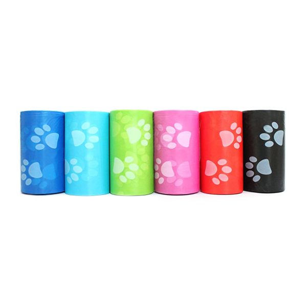 Multi-color pet waste bag with pawprint design