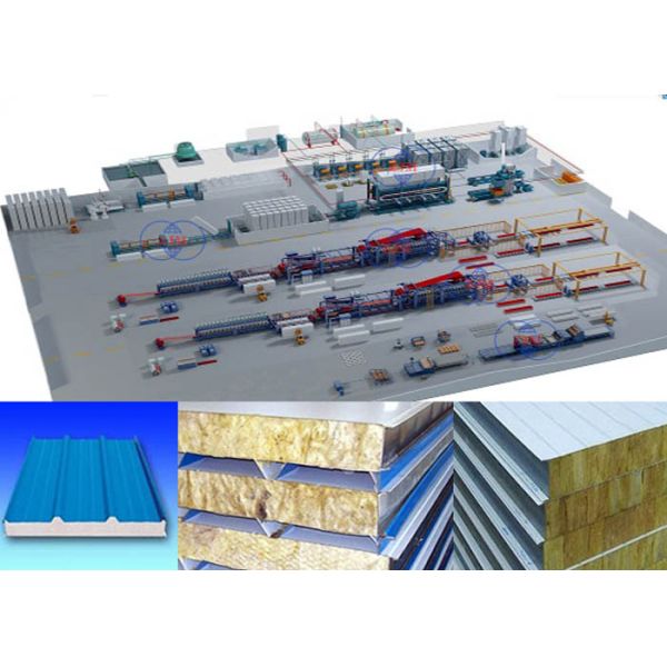 Mineral Wool Sandwich Panel Machine For Exterior Wall 24 M Double Belt Continuous