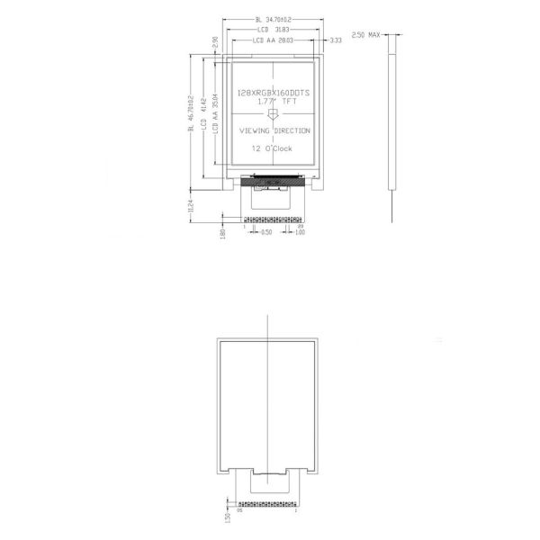 Capacitive 1.8inch 128x160 320cd/M2 Industrial Touch Screen Panel