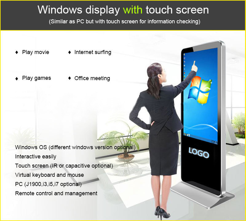 Rotatable 32 Inch Floor Standing LCD Advertising Display With Split Display Function