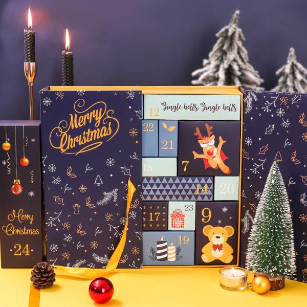 Quality Countdown Cardboard Gift Packaging Box Empty Advent Calendar Boxes for sale