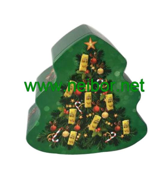 Quality custom printing christmas tree shape chocolate tin box for sale