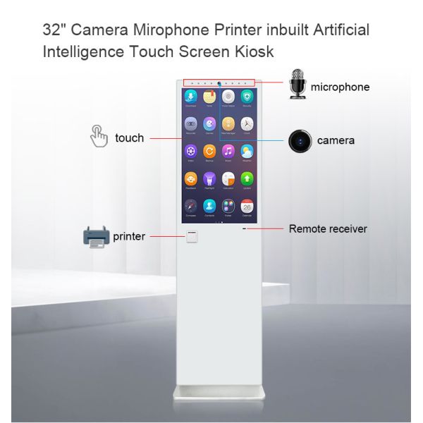 RAM 4GB 32 Inch Floor Standing Touch Screen Kiosk With Andorid RK3399