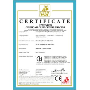Guangzhou Guanhong Machinery Equipment Co., Ltd. Certifications