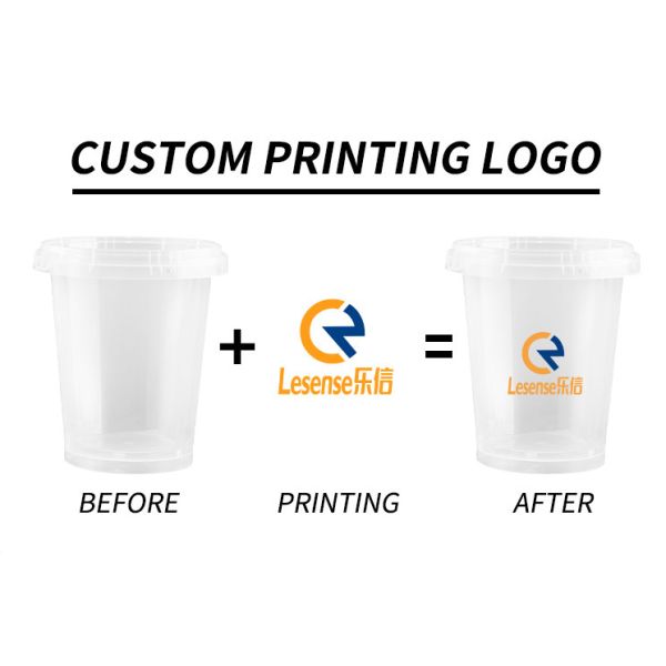 Clear Plastic Cups 24 oz Ice Cream Buckets with Lids & Straws Drink Cups Cocktail Pails Bulk with Handles