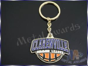Waterproof Custom Metal Key Chains Basketball Keyrings With Split Ring