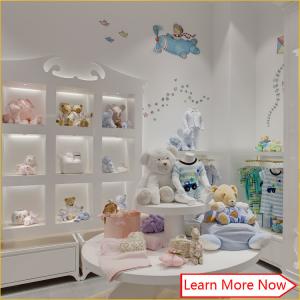 China High end fashion wooden white painting kids clothing stores baby girl clothes on sale