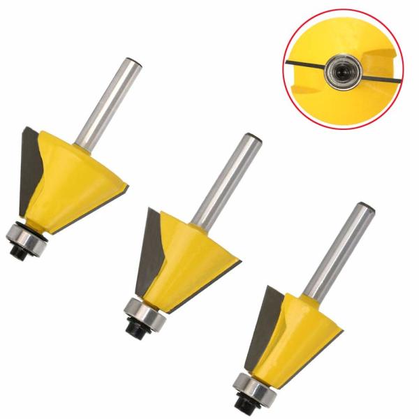 Quality Yellow Color Woodworking Router Bits / Chamfer Edge Forming Router Bits 1 / 4" Shank for sale