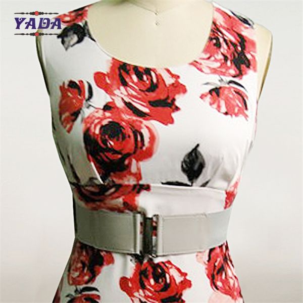 Latest patterns ladies casual floral print beach dresses loose a line traditional dress with waist belt
