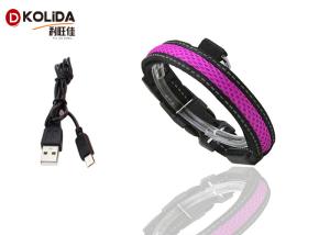 China Purple / Green USB Rechargeable LED Dog Collar Waterproof Flashing Dog Collar on sale