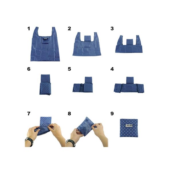 210D Nylon Folding Tote Bag Recycled Foldaway Tote Bag For Promotion