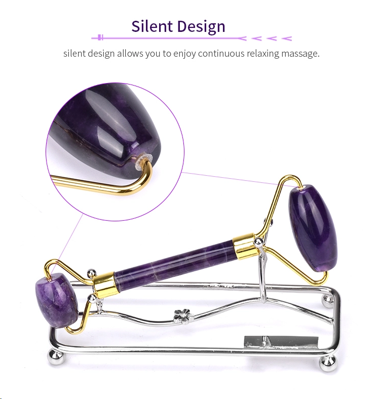 Purple Amethyst Jade Roller Gua Sha Set Tighten Skin
