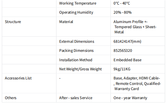30 Inch Oled Clear Display Integrated Stitching Model Customizable Size Low Power Consumption