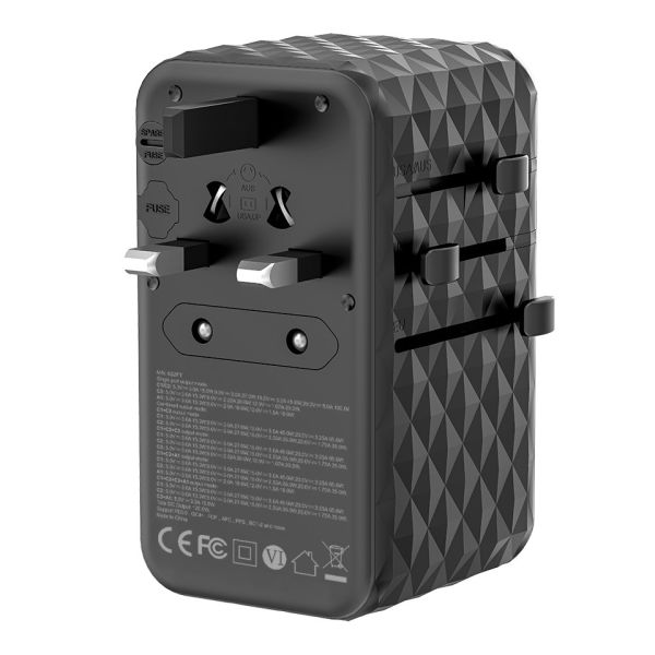 AC100V - 250V Worldwide Power Adapter 120W International USB A USB C Wall Charger