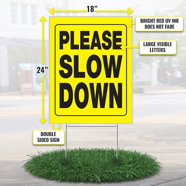ODM Reflective Yellow Slow Down Signage For Residential Neighborhoods