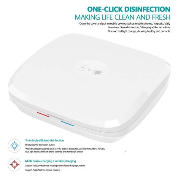 Sterilizer Wireless Charger Esterilizador Anti Virus UVC Disinfection Box 10W