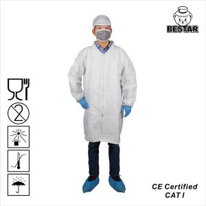 China TYPE 6PB Disposable Lab Coat Microporous Film Disposable Nonwoven Lab Coat on sale