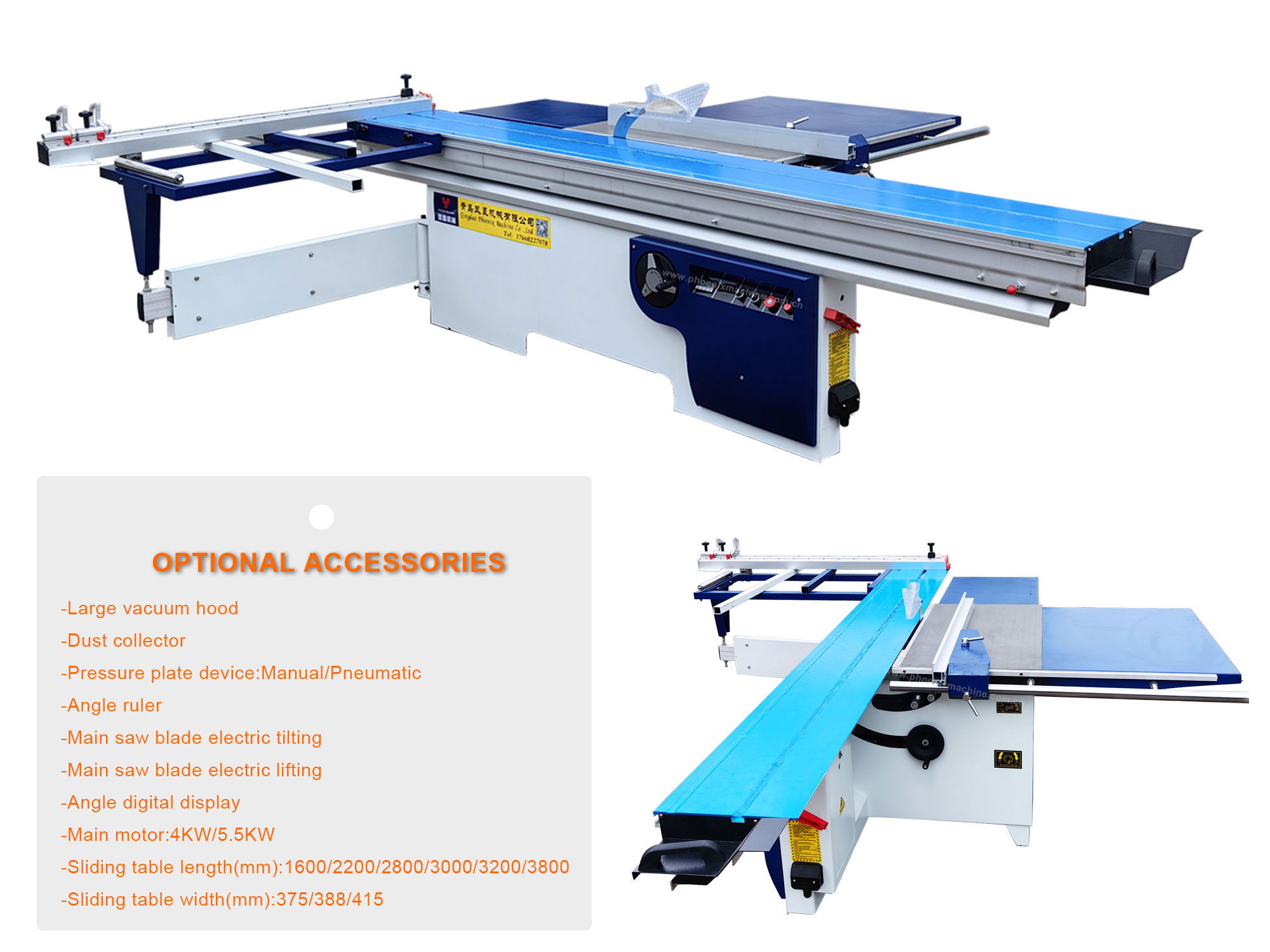 High Accuracy Sliding Table Panel Saw For Woodworking Furniture MJ3200 3250*3150*900mm Size