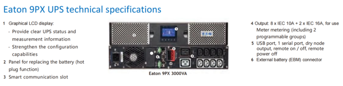 Eaton 9PX UPS 9PX1000iRT2U 1000VA/1000W 230V UPS with Built-in battery  Rack Mounting 0