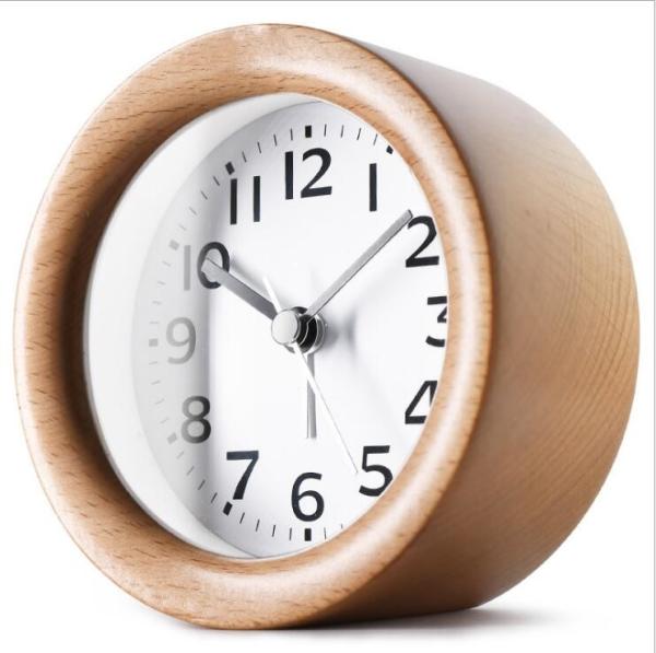 Quality Round Shape Wood Grain Alarm Clock Stopwatch Movement Type 1*AAA Battery Powered for sale