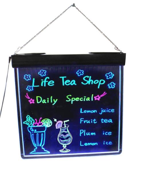 Quality Flashing Illuminated Erasable Neon LED Writing Board Menu Table Sign with Controller Acrylic table edge sign for sale