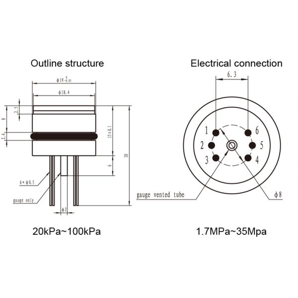 316L 19mm Piezoresistive Silicon Pressure Sensor Transducer